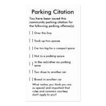 Parking Citation Business Cards