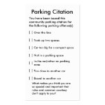 Parking Citation Business Cards