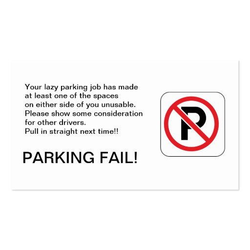 PARKING FAIL! BUSINESS CARD TEMPLATES (front side)
