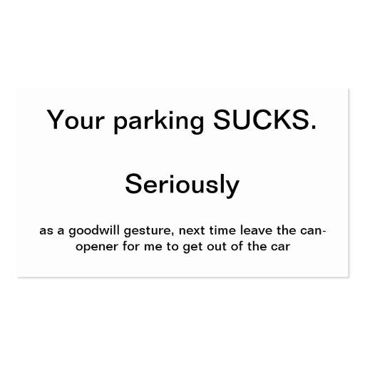 Parking issue business cards (back side)
