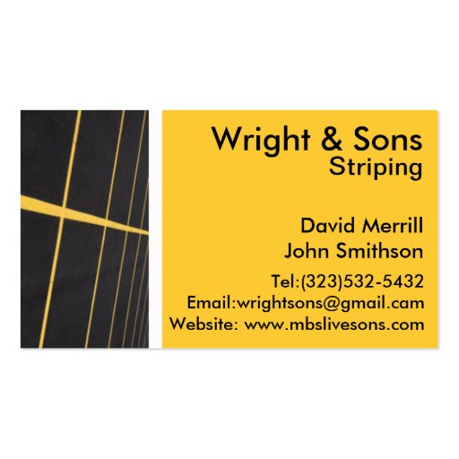 Parking lot striping business card
