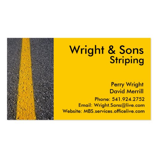 Parking Lot Striping Business Card Template (front side)