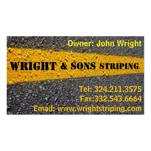 Parking Lot Striping Business Card Templates (front side)
