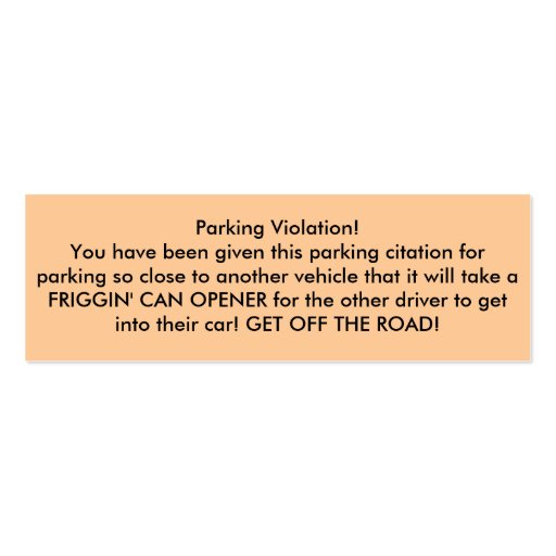 Parking Violation! Business Card Templates (front side)