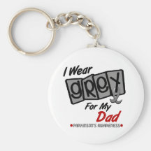 Parkinsons Disease I WEAR GREY For My Dad 8 Keychains