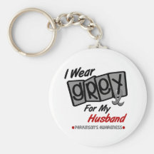 Parkinsons Disease I WEAR GREY For My Husband 8 Key Chains