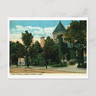Parlin Library, Everett, Massachusetts Postcard