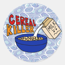 Parody Cereal Killer Breakfast Food Humor Sticker
