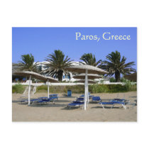 Paros Island, Greece Beach Umbrellas Postcard