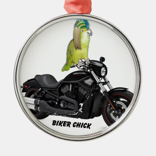 parrot biker chick on harley davidson round metal parrot biker chick on harley davidson round metal