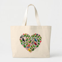 Parrot Heart Canvas Bags