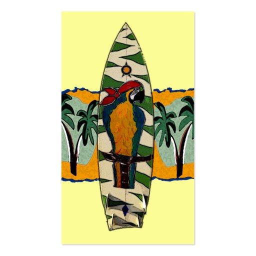 Parrot Pirate  Surf Board Cards Business Cards (front side)
