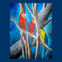 parrot tropical oil painting art print