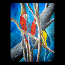 parrot tropical oil painting art print