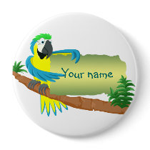 Parrot with sign for name/text pin