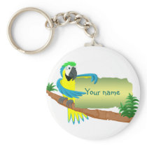 Parrot with sign for name/text keychain