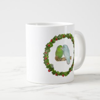 Parrotlet Christmas Wreath 20 Oz Large Ceramic Coffee Mug