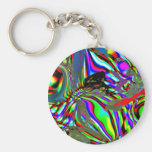 "Parrots In An Alternate Dimension" Round Keychain