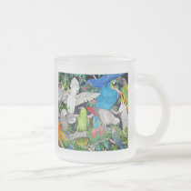 Parrots of the World Frosted Glass Mug