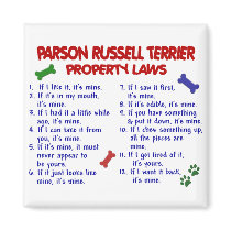 PARSON RUSSELL TERRIER Property Laws 2 magnets by poochloverstuff PARSON RUSSELL TERRIER Property Laws 2 magnets