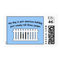 Part American Bulldog Part Fence-Jumper Postage Stamp