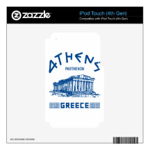 Parthenon - Athens - Greek (blue) Decals For iPod Touch 4G