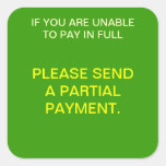 PARTIAL PAYMENT REQUEST Collections Sticker