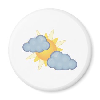 partly cloudy refrigerator magnet