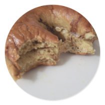 partly eaten bagel round sticker