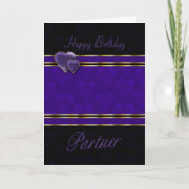 partner birthday card modern design, purple and bl card