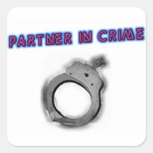 Partner In Crime Left Handcuff Round Stickers