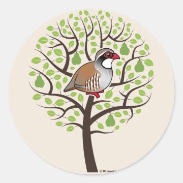 A Partridge in a Pear Tree Round Sticker < Seasonal Cuteness < Birdorable