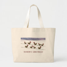 Partridges on a Phone Wire Canvas Bag