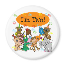 Party Animals 2nd Birthday Tshirts and Gifts Fridge Magnets
