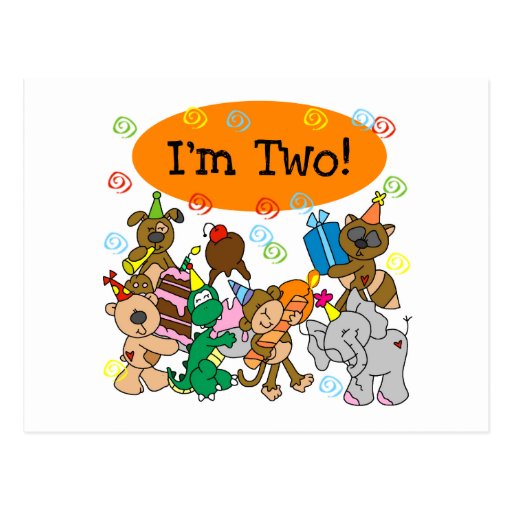 Party Animals 2nd Birthday Tshirts and Gifts Post Card