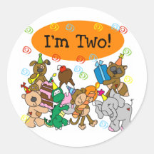 Party Animals 2nd Birthday Tshirts and Gifts Sticker