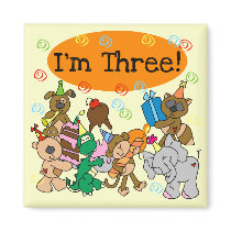 Party Animals 3rd Birthday Tshirts Fridge Magnet