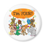 Party Animals 4th Birthday Tshirts and Gifts Fridge Magnet
