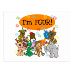 Party Animals 4th Birthday Tshirts and Gifts Post Cards