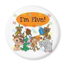 Party Animals 5th Birthday Tshirts and Gifts Magnets