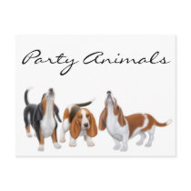 Party Animals Basset Postcard