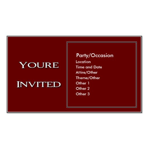 Party Announcement 2 Business Card Template (front side)