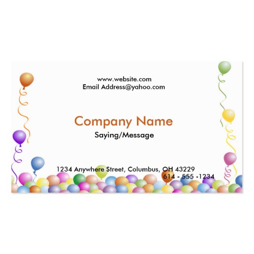 Party Balloons Business Cards