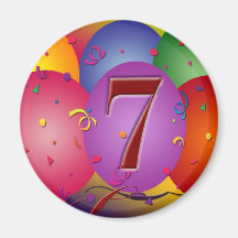 Party balloons for 7th birthday fridge magnets