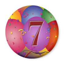 Party balloons for 7th birthday fridge magnets