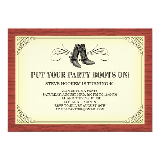 Party Boots Old Western Invitations