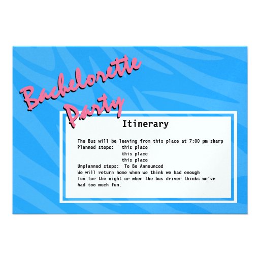 Party Bus Bachelorette Party Bash Custom Invitations