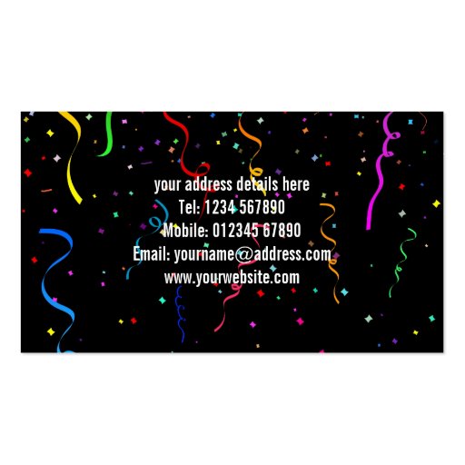 Party Business Card (back side)