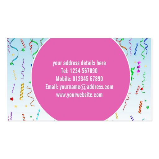Party Business Card (back side)