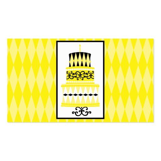Party Cake Yellow Business Card Templates (back side)
